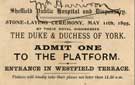 Ticket for viewing platform for the stone-laying ceremony for the Sheffield Public Hospital and Dispensary