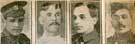 Sheffield soldiers; Lance Corporal Arthur Rixham, Private Albert Crapper, Border Regiment, Corporal W. Barton and Private H. Norris Sheffield soldiers; Lance Corporal Arthur Rixham, Private Albert Crapper, Border Regiment, Corporal W. Barton and Private H. Norris