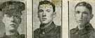 Left to right: Private George Eaton, West Yorkshire Regiment, Heeley, Sheffield, killed; Private Vincent Harvey, Northumberland Fusiliers, Sheffield, killed; Private Albert Smith, King's Own Yorkshire Light Infantry (KOYLI),  Sheffield, killed