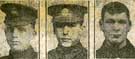 Left to right: Private Arthur Christian, King's Own Yorkshire Light Infantry (KOYLI), Sheffield missing; Private J. Biggin, York and Lancaster Regiment, 1st/4th Battalion, Sheffield, wounded and missing, Private R. Elston, York and Lancaster Regiment