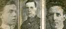 Left to right: Drmr John Tinsley, L. N. I. , Sheffield, wounded and prisoner of war; Gunner A. F. Gluyas, Royal Field Artillery, Sheffield, wounded; Private Robert John Rowson Penrose, York and Lancaster Regiment, 1st/4th Battalion, Sheffield wounded