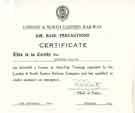 London and North Eastern Railway Air Raid Precautions (ARP) certificate - This is to certify that Marjorie Wagland has attended a course in anti-gas training