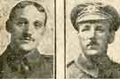 Left to right: Private Herbert Holmshaw, East Yorkshire Regiment, Sheffield, wounded and Sergeant Tom Holmshaw, Royal Engineers, Sheffield wounded
