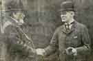 Joseph Albert Pease (1860 - 1943), the new Postmaster-General, re-elected as Liberal M.P. for Rotherham , 1892 - 1917 without opposition; shaking hands with his agent, Mr. Winter