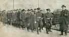 Members of the Welsh ministers' company of the Royal Army Medical Corps, arriving in Sheffield, where they are to be equipped and trained. 