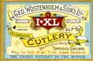Advertisement for IXL cutlery, George Wostenholm and Son Ltd., cutlery manufacturers, Washington Works, No. 97 Wellington Street