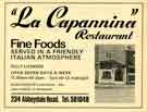 View: y08934 Advertisement: La Capannina, Italian Restaurant, No. 234 Abbeydale Road
