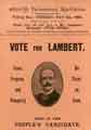 Attercliffe By-election, 1909, election flier (front): Richard Lambert (Liberal Party candidate) Attercliffe By-election, 1909, election flier (front): Richard Lambert (Liberal Party candidate)