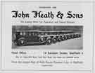 Advertisement for John Heath and Sons, motor car proprietors and funeral directors, No. 14 Earsham Street 