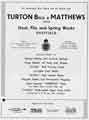 Advertisement for Turton Bros and Matthews, Ltd., Steel, File and Spring Works, Burton Road