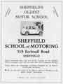 Advertisement for Sheffield School of Motoring, No. 519 Ecclesall Road