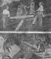 Women sawing timber for pit props and drilling rocks in a limestone quarry, being two of a long list of occupations in which women have been specially trained according to a scheme originated by Mr Thomas Ryan of Buxton.