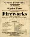 Advertisement for a display of Grand Fireworks by Signior Petro in the Green ajoining his house in the Park