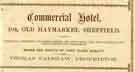 Advertisement for Commercial Hotel, 104 Old Haymarket