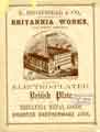 Advertisement for R. Broadhead and Co., (late Broadhead and Atkin) electroplaters, Britannia Works, Love Street