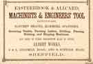 Advertisement for Easterbrook and Allcard, machinist and engineers' tools manufacturers, Albert Works, Nos. 6 and 8 Leadmill Street and 6 Suffolk Street    