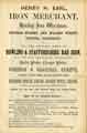 Advertisement for Henry H. Earl, iron merchant, Bowling Iron Warehouse, Orchard Street and Walker Street, Wicker Advertisement for Henry H. Earl, iron merchant, Bowling Iron Warehouse, Orchard Street and Walker Street, Wicker