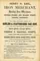 Advertisement for Henry H. Earl, iron merchant, Bowling Iron Warehouse, Orchard Street and Walker Street, Wicker