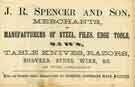 Advertisement for John R. Spencer and Son, Albion Steel Works, Pea Croft (later known as Solly Street) 