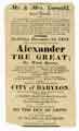 Sheffield Theatre Bill - for the benefit of Mr and Mrs Yarnold - Alexander the Great, or Rival Queens