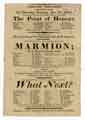 Sheffield Theatre Bill - A comedy in three acts called The Point of Honour; The Comic Song of the Nightingale Club by Mr Chapman, and Marmion, or the Battle of Flodden Field, a dance by Miss Green, and a new farce, What Next?