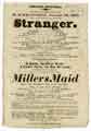 Sheffield Theatre Bill - the tragic play called The Stranger; a song by Mrs Lane; a comic song by Mr Butler, and the interesting Melo-Drama of The Millers's Maid