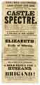 Sheffield Theatre Bill - the tragic play of The Castle Spectre; a favourite song by Miss E. Hamilton; a pas seul by Miss Palmer; Doncaster St Leger Dance by the Brothers Jackson; the favourite drama called the Exile, founded on ...