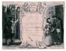 Specially designed admission cards to a performance which was given in the Music Hall, Sheffield, under the management of Charles Dickens