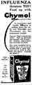 Influenza Pandemic: Advertisement for Chymol - influenza threatens you! Feed up with Chymol