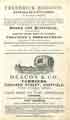 Advertisement for Frederick Hodgson, bookseller and stationer, No. 19 Fargate and Deacon and Co., carriers, Orchard Street, Sheffield