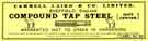 Cammell Laird and Co. Ltd., label for compound tap steel (soft centre), c. 1915