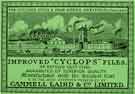 Cammell Laird and Co. Ltd., label for improved Cyclops files, c. 1915