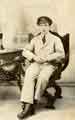 William Dermudy (1895-1933), Royal Warwickshire Regiment. Seated wearing his 'blues'