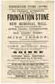 Notice: Foundation stone laying of the new memorial hall [Channing Hall] proposed to be erected by the Upper Chapel congregation [at] New Surrey Street, 14 June 1884