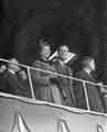 Visit of Queen Elizabeth and HRH the Duke of Edinburgh to Hillsborough football ground to see the children's display during their visit of 27th October 1954.