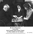 S. H. Pearman instructs Una Senior and Irene Tudor in the noble art of chess at Jessop Saville Ltd.
