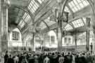 The Shah of Persia [Iran] in England - scene in the Corn Exchange, Sheffield, during the presentation of an address from the Mayor
