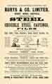 Advertisement for Burys and Co. Ltd., steel manufacturer, Regent and Philadelphia Works, Penistone Road