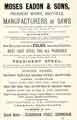 Advertisement for Moses Eadon and Sons Limited, edge tool manufacturers, President Works, Savile Street East