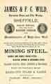 Advertisement for James and F. C. Wild, steel manufacturers, Borussia Steel and File Works, [Jericho Street]