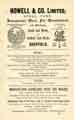 Advertisement for Howell and Co. Ltd., Brook Steel Works and Sheffield Tube Works, steel manufacturers, Alsing Road, Meadowhall