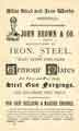 Advertisement for John Brown and Co. Ltd., armour plate manufacturers, Atlas Steel and Iron Works, Savile Street, Attercliffe