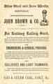 Advertisement for John Brown and Co. Ltd., armour plate manufacturers, Atlas Steel and Iron Works, Savile Street, Attercliffe