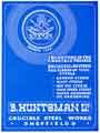 Advertisement for B. Huntsman Ltd., Crucible Street Works, Sheffield Advertisement for B. Huntsman Ltd., Crucible Street Works, Sheffield