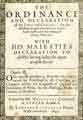 The Ordinance and declaration of the Lords and Commons, for the assessing all such who have not contributed sufficiently for raising of money, plate, etc., with His Majesties declaration to all his loving subjects upon occasion thereof&nbsp;