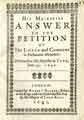His Majesties answer to the petition of the Lords and Commons in parliament assembled: presented to his Majestie at York, June 17, 1642 His Majesties answer to the petition of the Lords and Commons in parliament assembled: presented to his Majestie at York, June 17, 1642