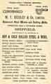 Advertisement for W. T. Beesley and Co. Ltd., hot and cold steel wire manufacturers, Universal Steel Works and Rolling Mills, Attercliffe Road and Effingham Street