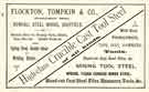 Advertisement for Flockton, Compton and Co., steel manufacturers, Newhall Steel Works, Burgess Road