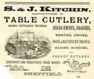 Advertisement for S. and J. Kitchen, table cutlery manufacturers, Soho Cutlery Works, Summerfield Street, Sharrow
