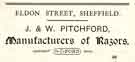 View: y11978 Advertisement for J. and W. Pitchford, razor manufacturers, Eldon Street